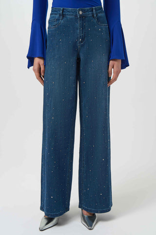 JOSEPH RIBKOFF 254921 CLASSIC WIDE LEG JEANS WITH RHINESTONES