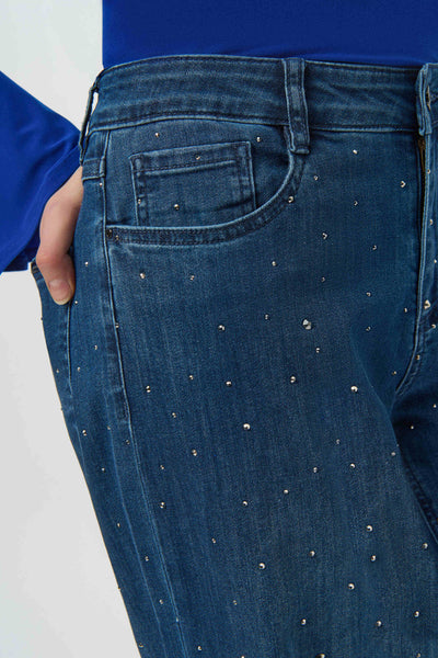 JOSEPH RIBKOFF 254921 CLASSIC WIDE LEG JEANS WITH RHINESTONES
