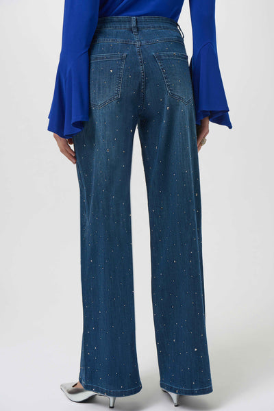 JOSEPH RIBKOFF 254921 CLASSIC WIDE LEG JEANS WITH RHINESTONES