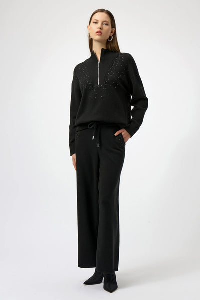 JOSEPH RIBKOFF 254933 SWEATER KNIT MOCK NECK PULLOVER WITH RHINESTONES