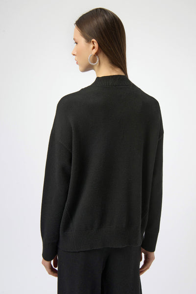 JOSEPH RIBKOFF 254933 SWEATER KNIT MOCK NECK PULLOVER WITH RHINESTONES