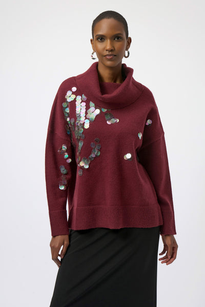 JOSEPH RIBKOFF 254942 SWEATER KNIT TURTLE NECK PULLOVER WITH SEQUINS