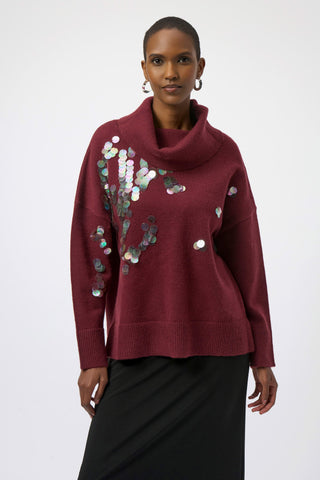 JOSEPH RIBKOFF 254942 SWEATER KNIT TURTLE NECK PULLOVER WITH SEQUINS