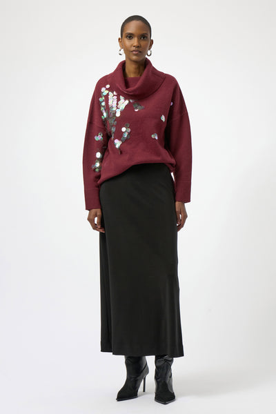 JOSEPH RIBKOFF 254942 SWEATER KNIT TURTLE NECK PULLOVER WITH SEQUINS