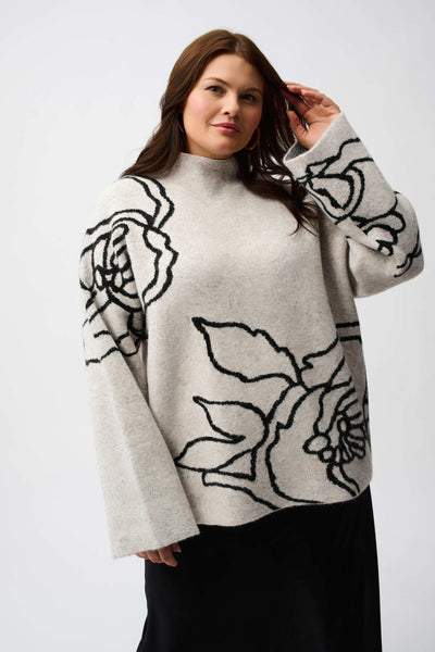 JOSEPH RIBKOFF 254943 SWEATER KNIT FLORAL PRINT PULLOVER