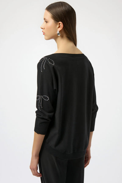 JOSEPH RIBKOFF 254950 SWEATER KNIT PULLOVER WITH IRON-ON BOW DETAIL