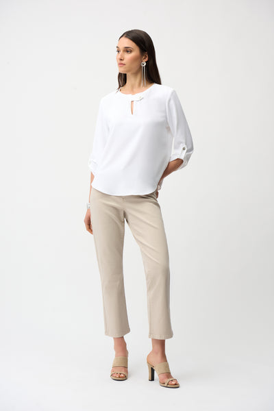 JOSEPH RIBKOFF 261036 Eggshell Boxy Top With Keyhole Neckline- 2 COLOURS