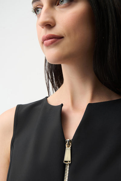 JOSEPH RIBKOFF 261054 Lux Twill Fitted Vest With Front Zipper- 2 COLOURS