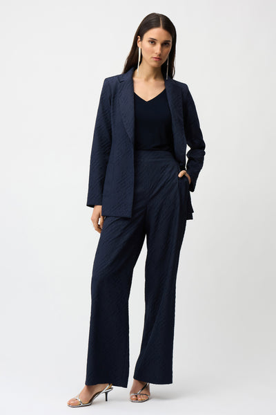 JOSEPH RIBKOFF 261056 JACQUARD GEOMETRICAL TEXTURE WIDE LEG PULL-ON PANTS