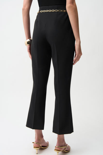 JOSEPH RIBKOFF 261059 Lux Twill Pull-On Flare Pants With Chain Belt- 2 COLOURS