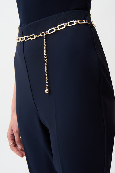 JOSEPH RIBKOFF 261059 Lux Twill Pull-On Flare Pants With Chain Belt- 2 COLOURS