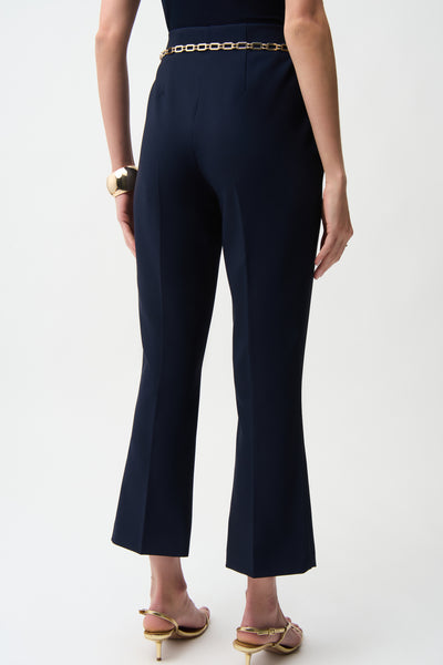 JOSEPH RIBKOFF 261059 Lux Twill Pull-On Flare Pants With Chain Belt- 2 COLOURS