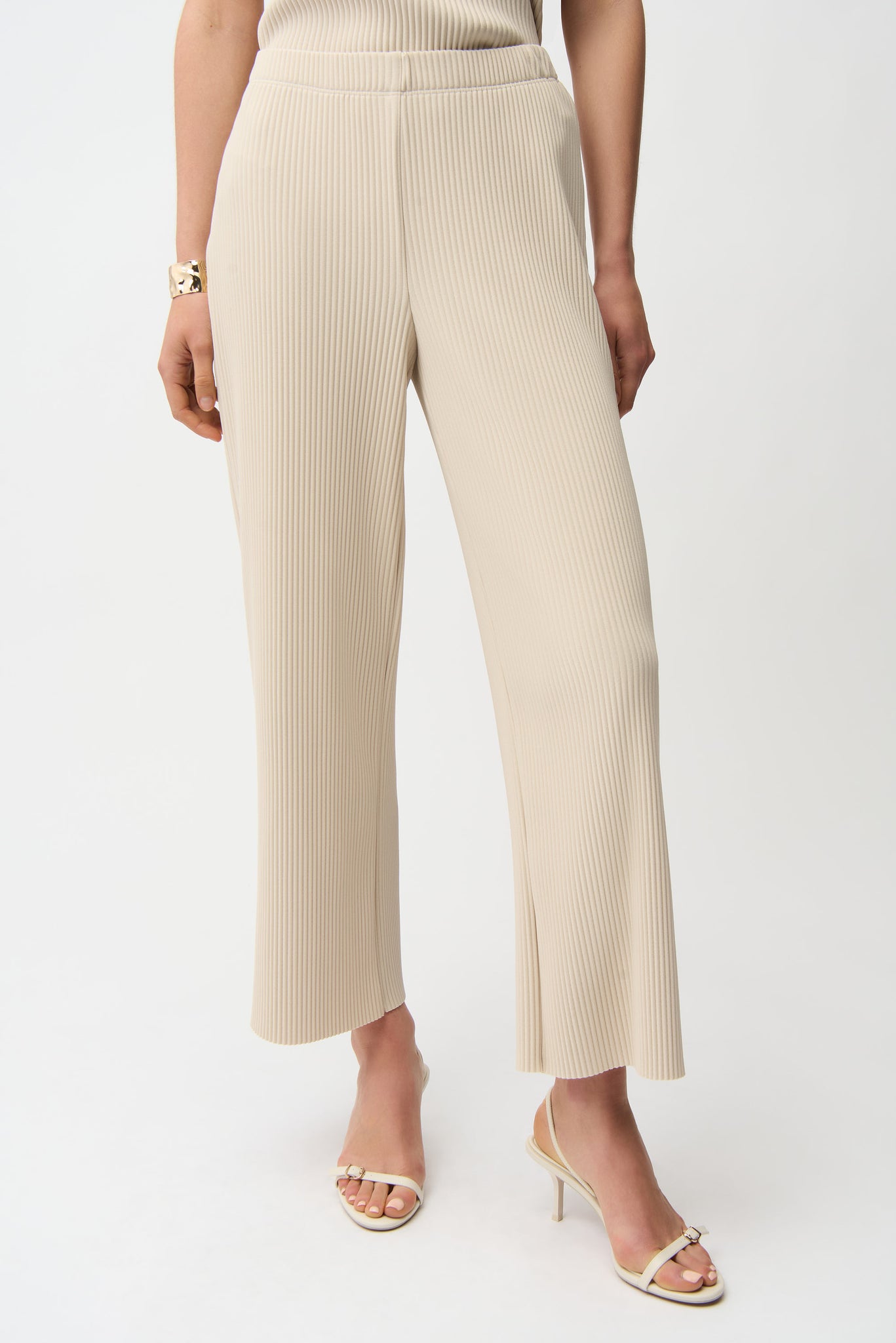 JOSEPH RIBKOFF 261100 Pleated Scuba Crepe Wide Leg Pull-On Pants