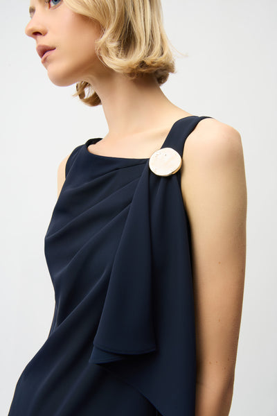 JOSEPH RIBKOFF 261134 Woven Twill Shift Dress With Asymmetrical Neckline