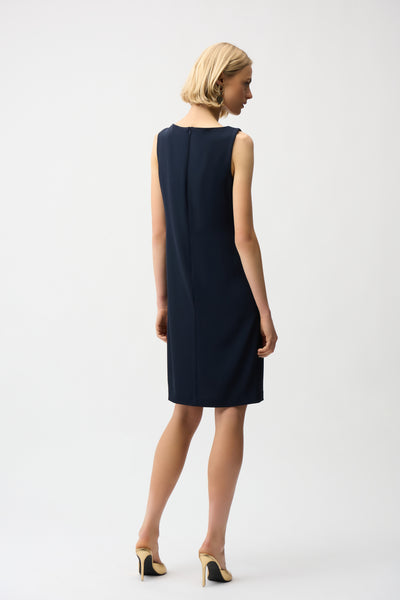 JOSEPH RIBKOFF 261134 Woven Twill Shift Dress With Asymmetrical Neckline