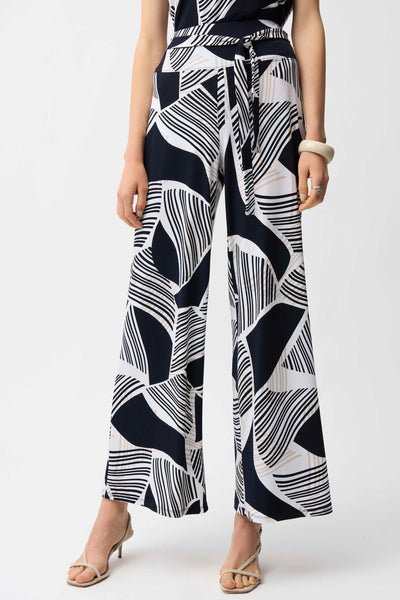 JOSEPH RIBKOFF 261139 SILKY KNIT GEOMETRIC PRINT WIDE-LEG PANTS