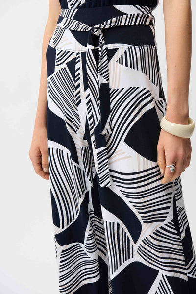 JOSEPH RIBKOFF 261139 SILKY KNIT GEOMETRIC PRINT WIDE-LEG PANTS