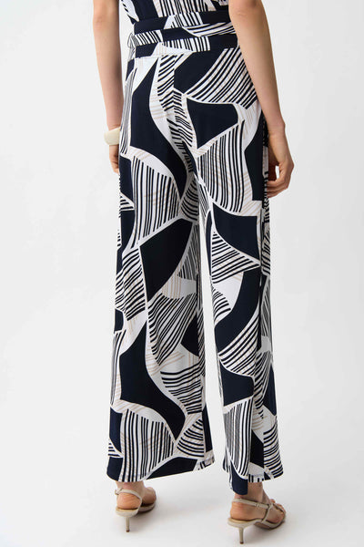 JOSEPH RIBKOFF 261139 SILKY KNIT GEOMETRIC PRINT WIDE-LEG PANTS