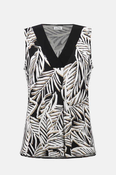 JOSEPH RIBKOFF 261151 Silky Knit Tropical Print Sleeveless Trapeze Top