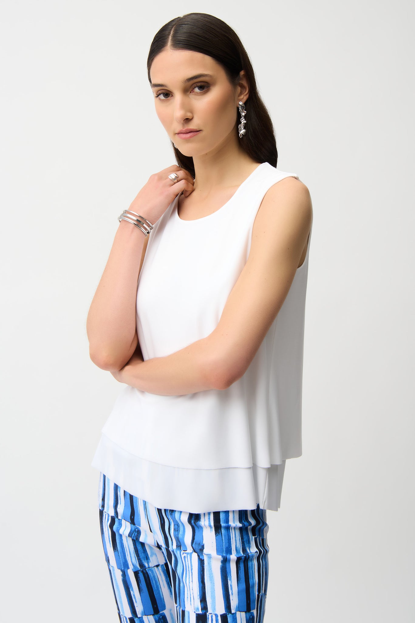 JOSEPH RIBKOFF 261189 Silky Knit Layered Sleeveless Top- 2 COLOURS