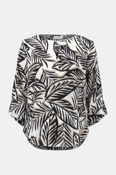 JOSEPH RIBKOFF 261207 Georgette Tropical Print Boxy Top With Front Keyhole