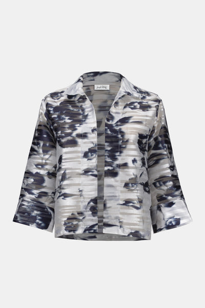 JOSEPH RIBKOFF 261291 Jacquard Organza Floral Print Trapeze Jacket With Stand Collar