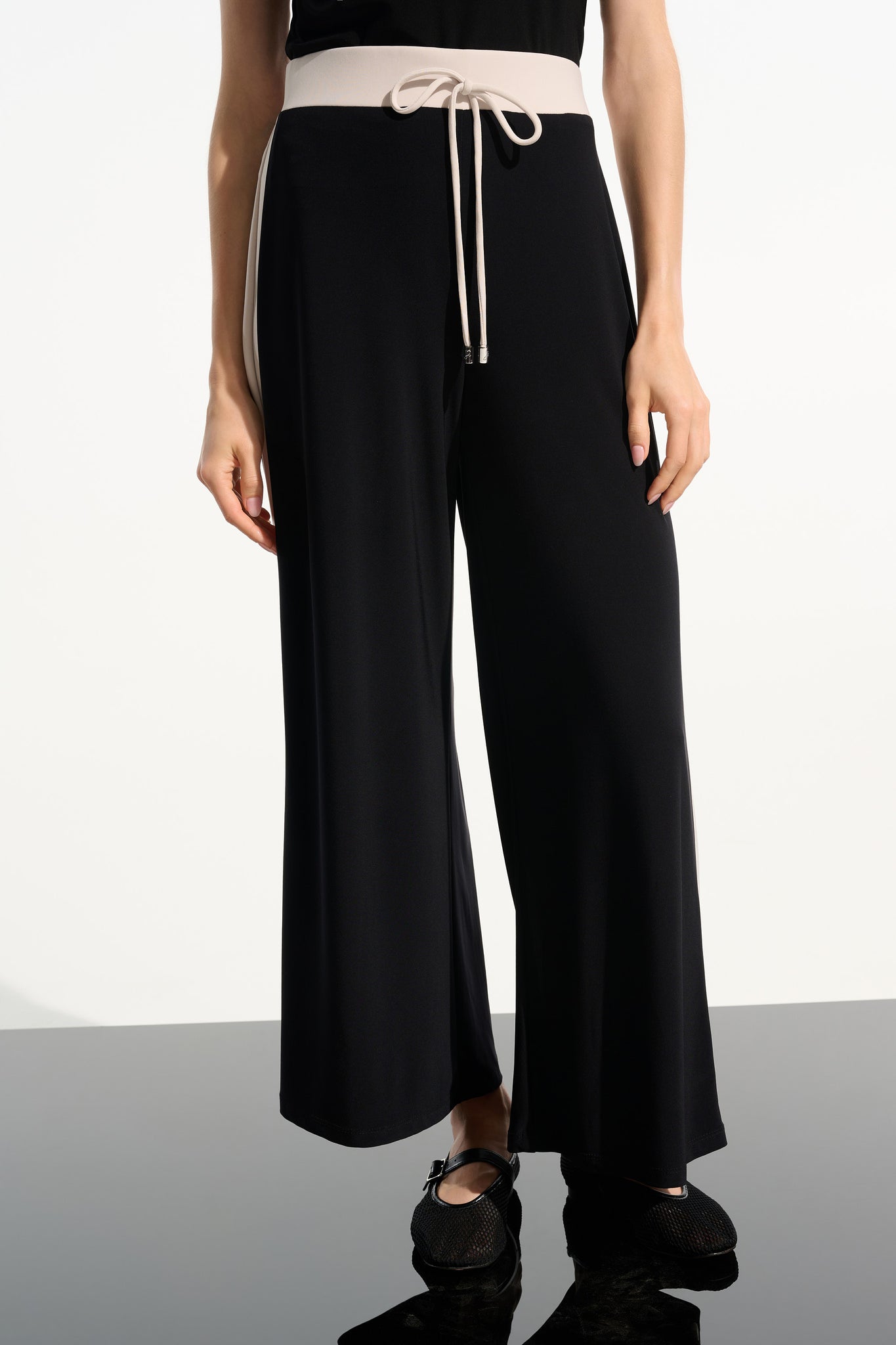 JOSEPH RIBKOFF 261612 Silky Knit Color Block Wide Leg Pull-On Pants