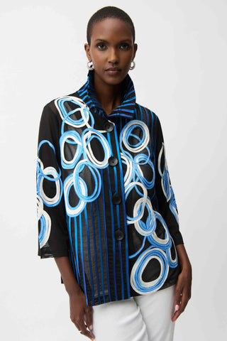 JOSEPH RIBKOFF 261904 Satin And Mesh Soutache Jacket With Bell Sleeves