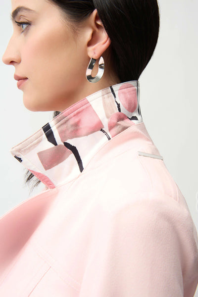 JOSEPH RIBKOFF 261910 FOILED FAUX SUEDE FITTED JACKET WITH DECORATIVE BUCKELS