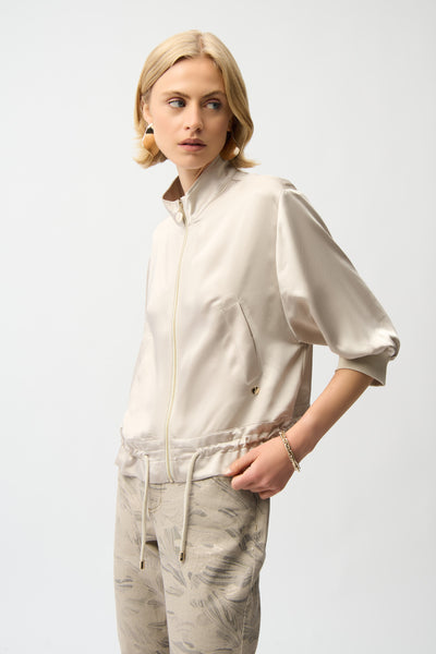 JOSEPH RIBKOFF 261913 Satin Boxy Blouson Jacket With Drawstring Hem