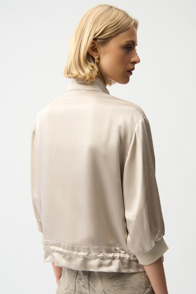 JOSEPH RIBKOFF 261913 Satin Boxy Blouson Jacket With Drawstring Hem
