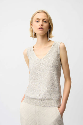JOSEPH RIBKOFF 261914 SEQUINS YARN V-NECK CAMISOLE