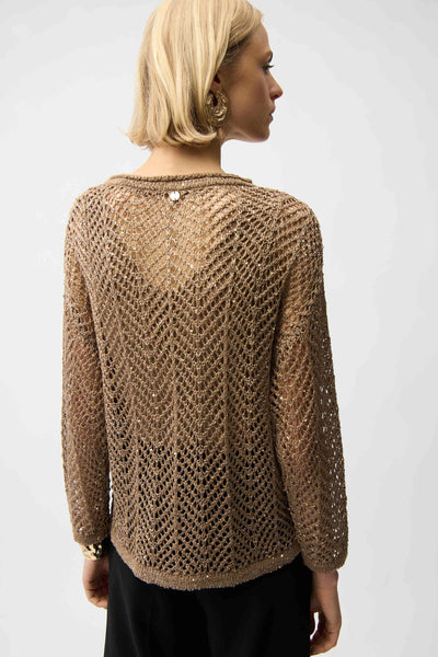 JOSEPH RIBKOFF 261915 SEQUINS YARN CHEVRON PRINT LONG SLEEVE SWEATER- 2 COLOURS