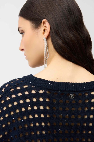 JOSEPH RIBKOFF SPORT 261925 COTTON BLEND OPEN STITCH BOXY SWEATER