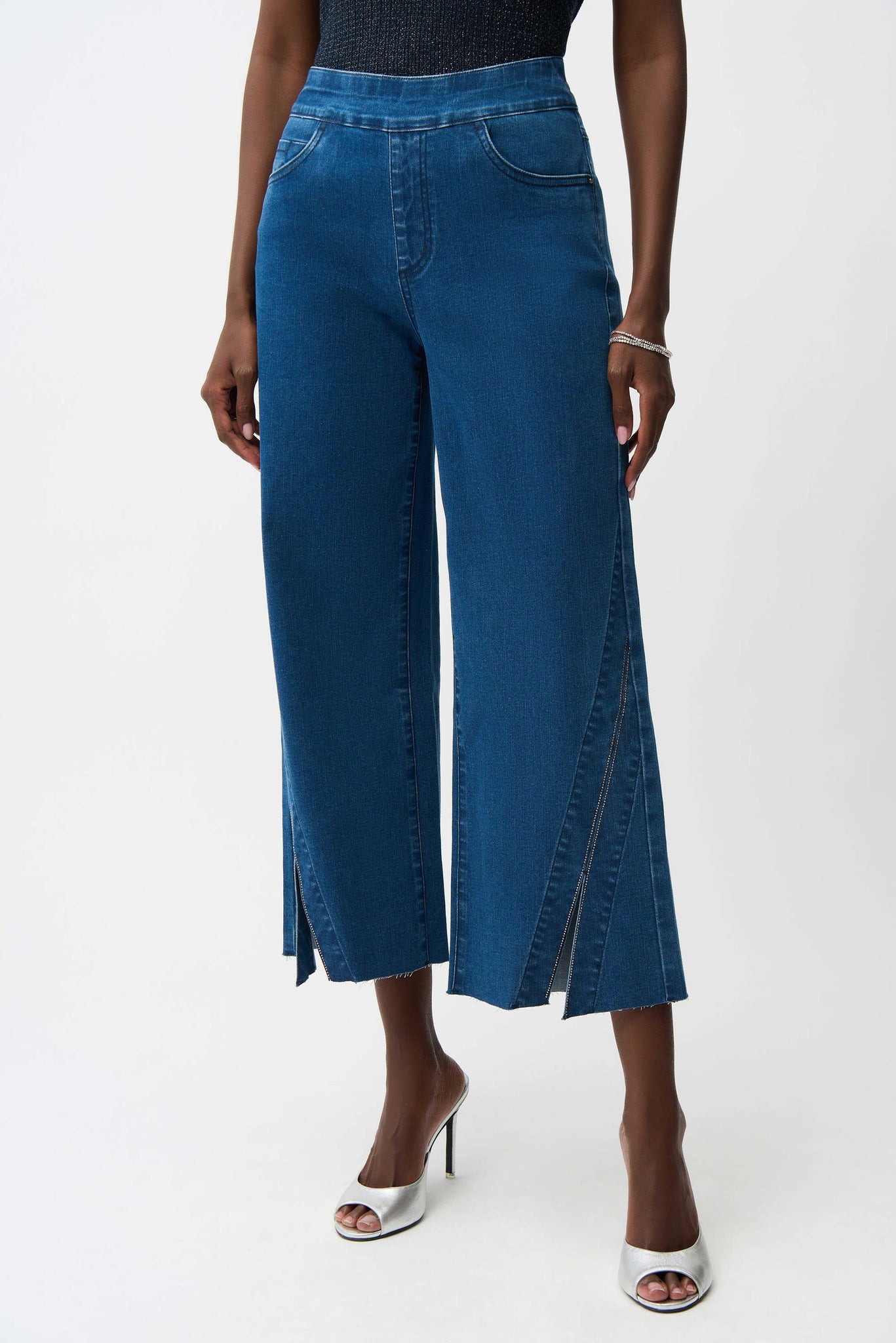 JOSEPH RIBKOFF 261957 CULOTTE JEANS WITH RHINESTONES