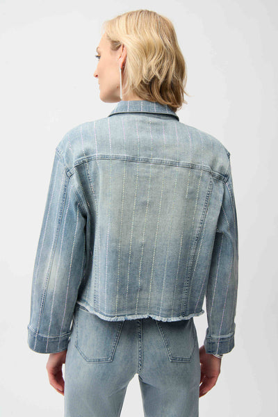 JOSEPH RIBKOFF 261958 DENIM JACKET WITH RHINESTONES