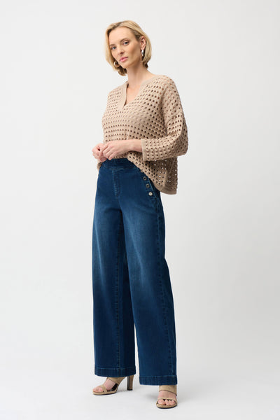 JOSEPH RIBKOFF 261961 WIDE LEG PULL ON JEANS