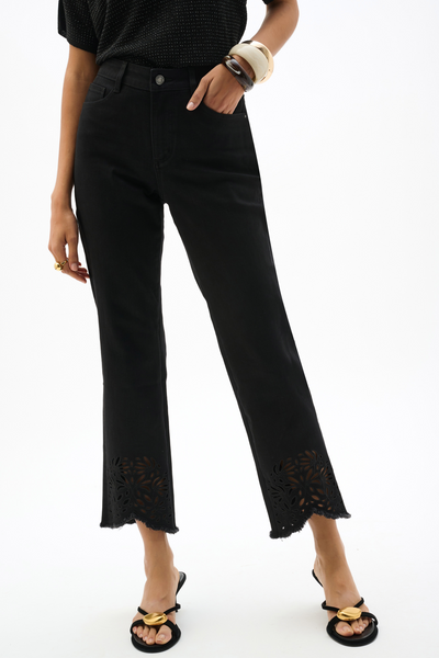 JOSEPH RIBKOFF 262981 REPREVE STRAIGHT JEANS WITH FLOWER EMBROIDERY