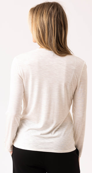 MARBLE 6402 SUPER SOFT FITTED V-NECK TOP WITH CUFF DETAIL- 2 COLOURS
