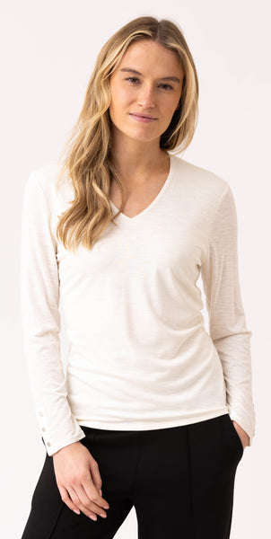 MARBLE 6402 SUPER SOFT FITTED V-NECK TOP WITH CUFF DETAIL- 2 COLOURS