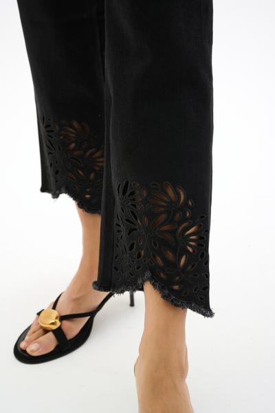 JOSEPH RIBKOFF 262981 REPREVE STRAIGHT JEANS WITH FLOWER EMBROIDERY