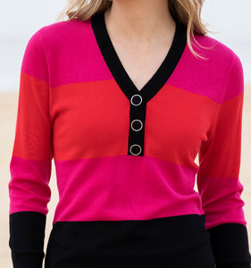 MARBLE 8009 V-NECK STRIPED TOP