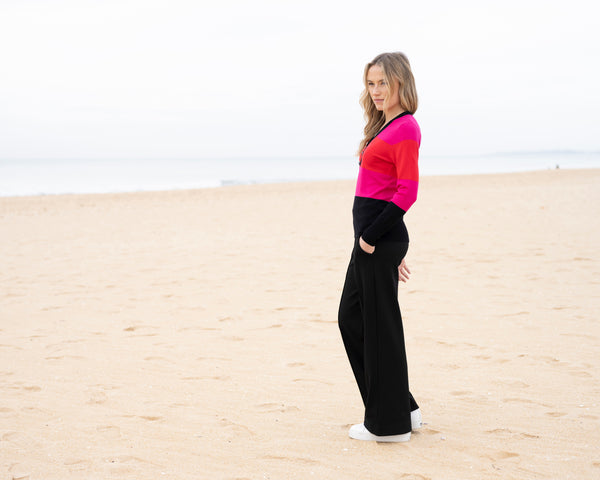 MARBLE 8009 V-NECK STRIPED TOP