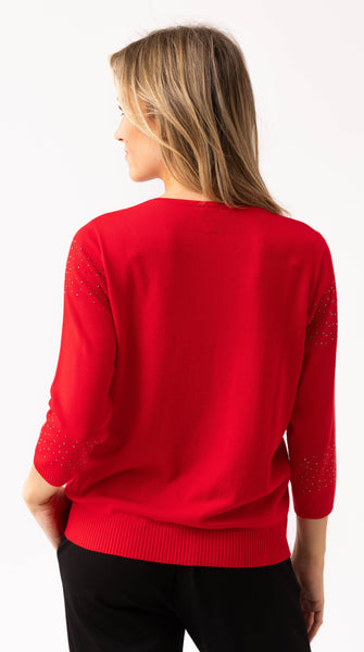 MARBLE 8052 LIGHT 3/4 SLEEVE SWEATER WITH SPARKLE DETAIL