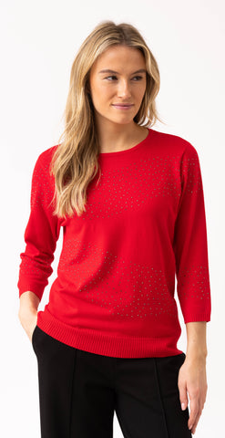 MARBLE 8052 LIGHT 3/4 SLEEVE SWEATER WITH SPARKLE DETAIL