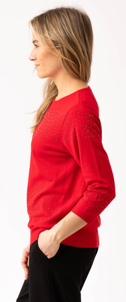 MARBLE 8052 LIGHT 3/4 SLEEVE SWEATER WITH SPARKLE DETAIL