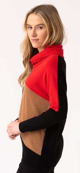 MARBLE 8071 MULTI-COLOUR COWL NECK SWEATER