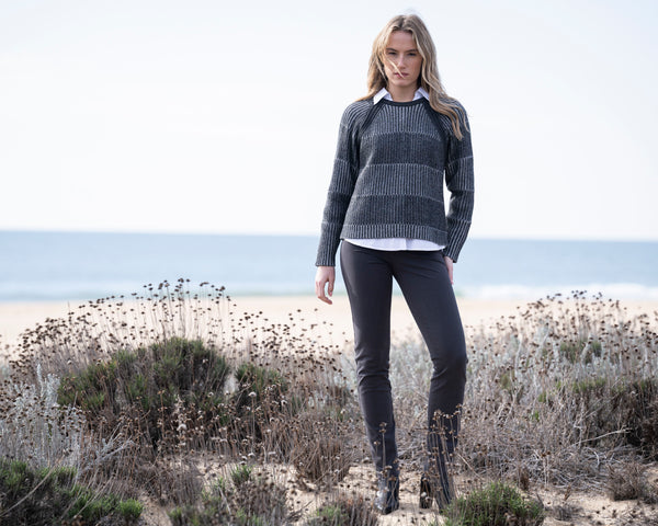 MARBLE 8101 NAVY SWEATER WITH REMOVEABLE SCARF