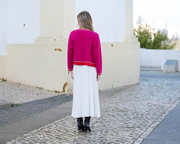 MARBLE 8108 LIGHT-WEIGHT COLOUR BLOCK BUTTON FRONT CARDIGAN