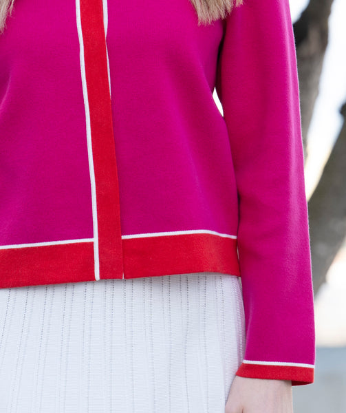 MARBLE 8108 LIGHT-WEIGHT COLOUR BLOCK BUTTON FRONT CARDIGAN